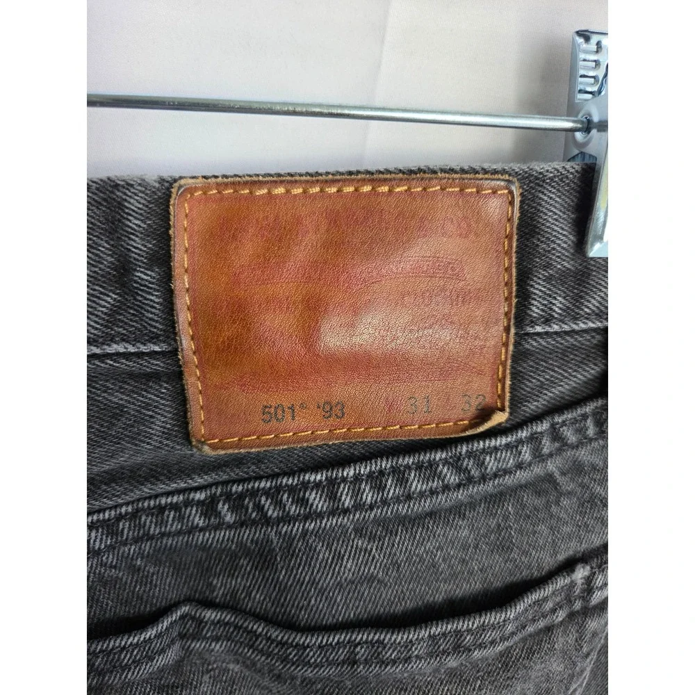 Levis 501 Straight Leg Jeans Mens  Washed Black Denim Button Fly